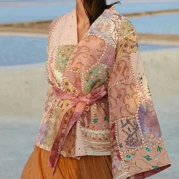 BNWT MES DEMOISELLES Kimono New Zen Legendary patchwork kimono - Picture 6 of 12